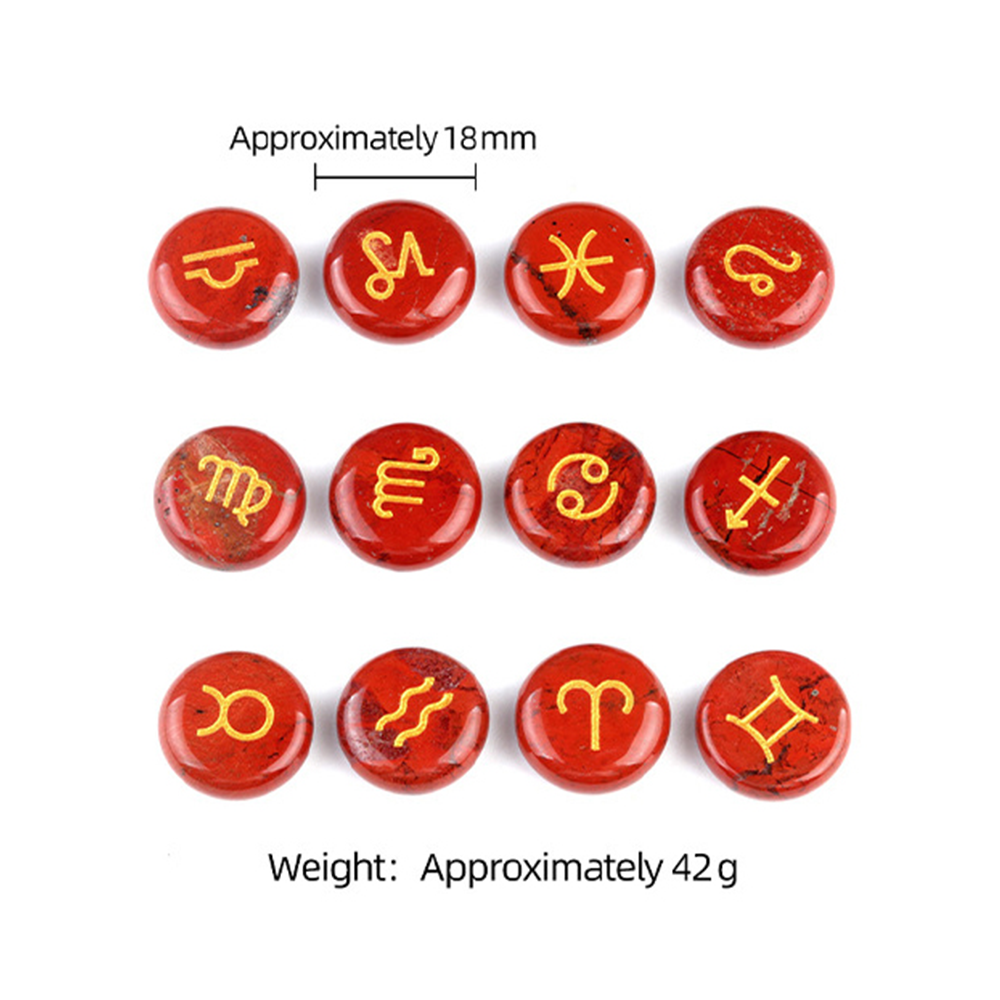 Zodiac Constellations Crystal Rune Stones (12-Piece, Round)