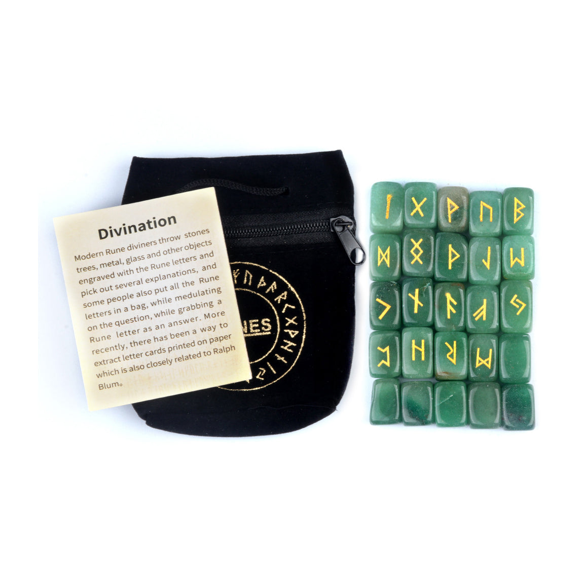 Elder Futhark Crystal Rune Stones (25-Piece, Block)