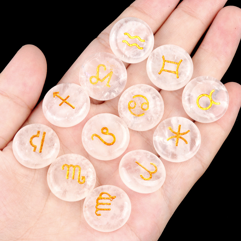 Zodiac Constellations Crystal Rune Stones (12-Piece, Round)