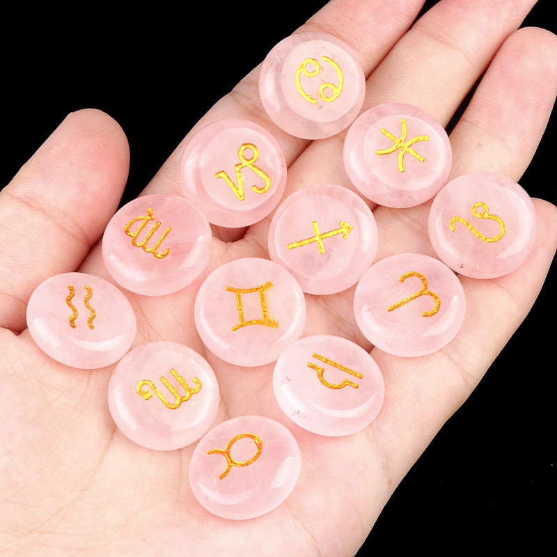 Zodiac Constellations Crystal Rune Stones (12-Piece, Round)
