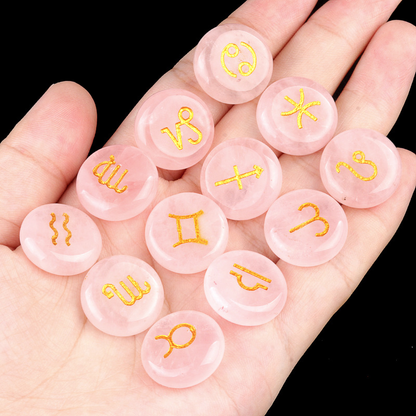Zodiac Constellations Crystal Rune Stones (12-Piece, Round)