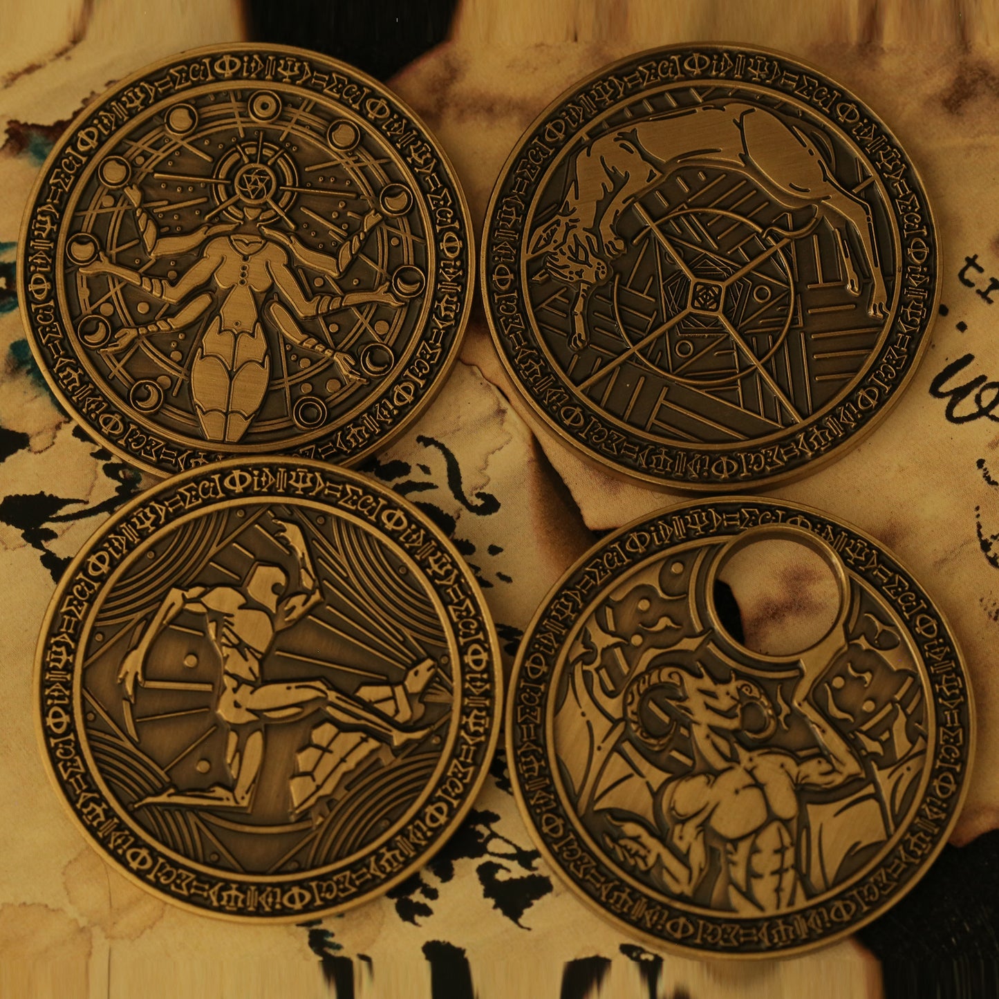 The Four Magical Creatures in Physics Collectible Metal Coins