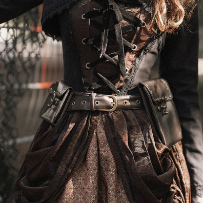 Steampunk Vintage Multi-Pocket Faux Leather Waist Belt Bag