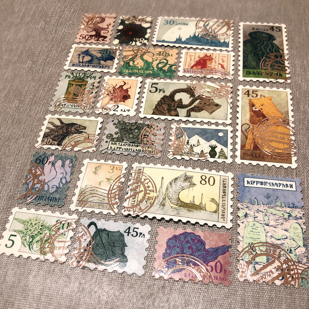 Abyssal Dispatch Cthulhu Mythos Postage Stamp Stickers