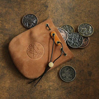 Lovecraftian Drawstring Suede Pouch