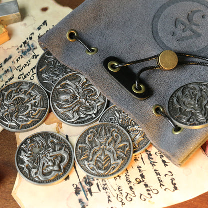 Lovecraftian Drawstring Suede Pouch