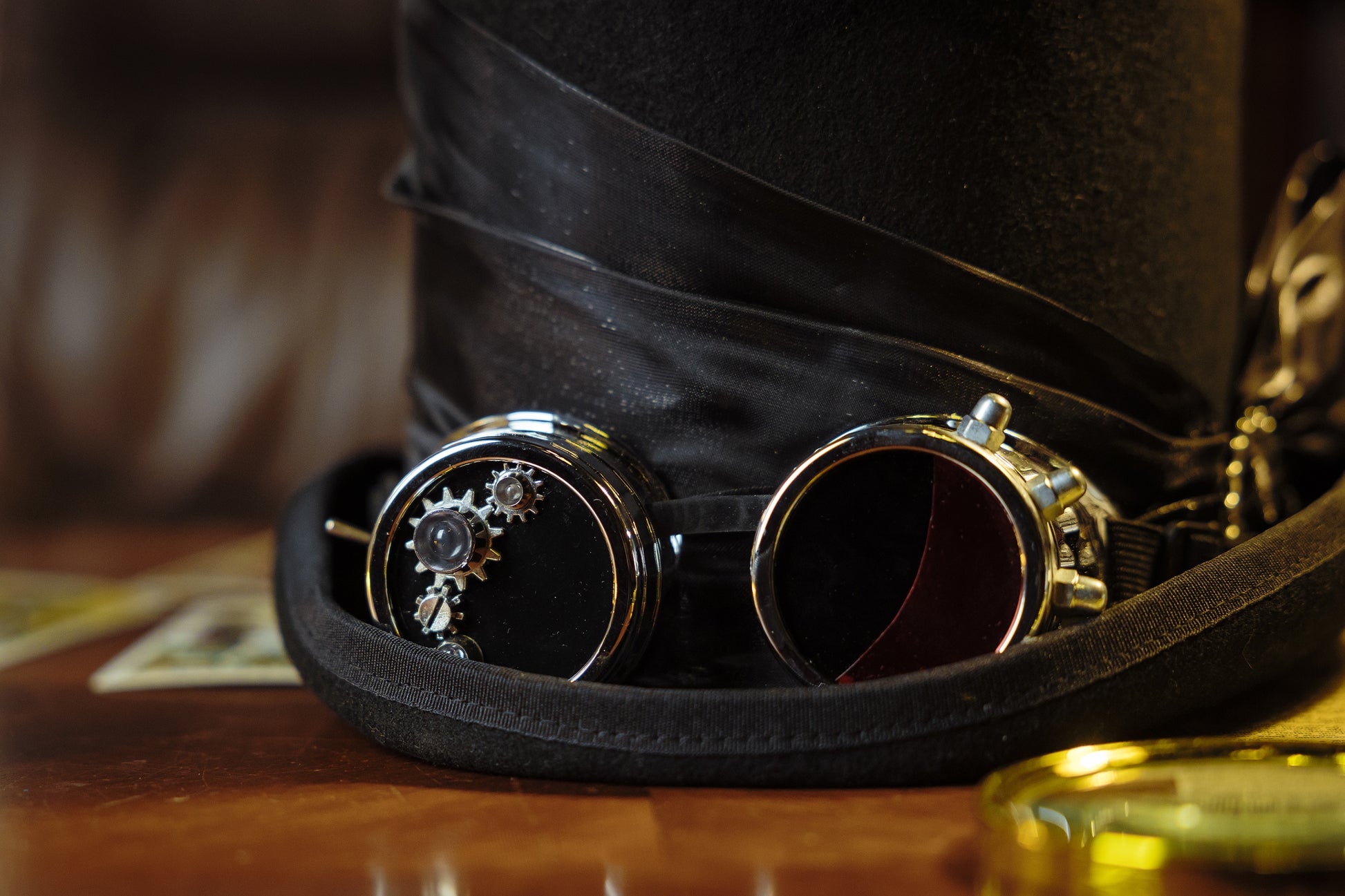 top hat goggles Lord of Mysteries Klein Series Half Top Hat with Light-Up Goggles – Vermilion Collection
