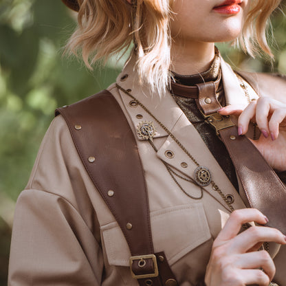Twin Dial Handcrafted Steampunk Collar Chain