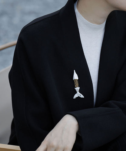 YIHE Ceramic Brooches "Fish, Bone, Fish"