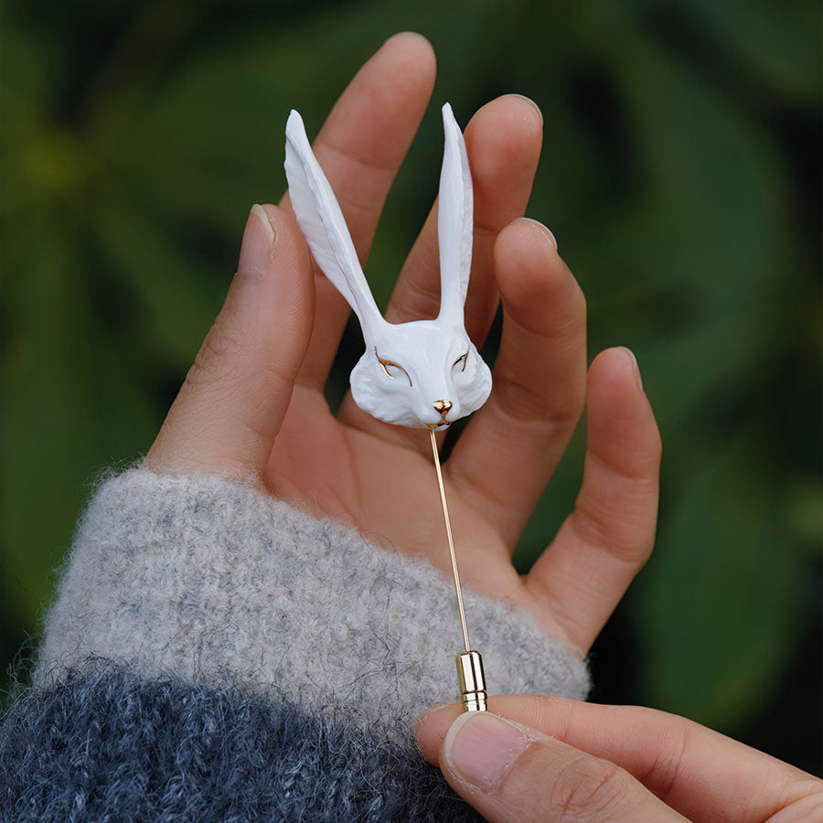 YIHE Ceramic Brooches "White Fox"