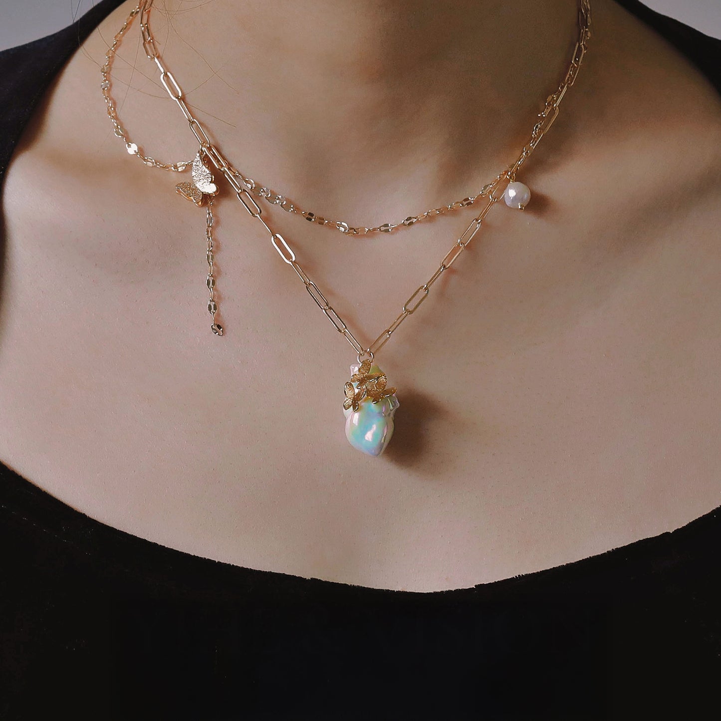 YIHE Ceramic Necklace "Butterflies in My Heart"