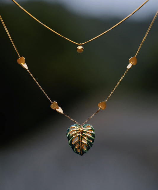 YIHE Ceramic Necklace "Monstera Leaf"