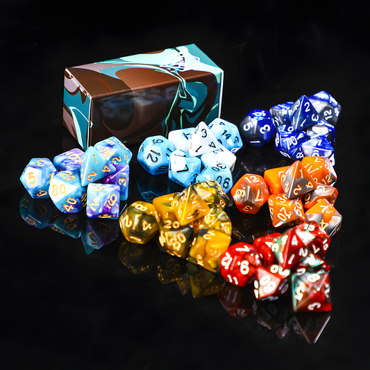 Fluid Gradient Polyhedral Dice Sets for RPGs & Tabletop Games