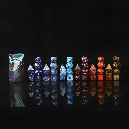 Fluid Gradient Polyhedral Dice Sets for RPGs & Tabletop Games
