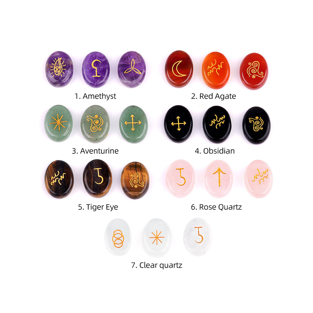 Witch's Cast Hybrid Crystal Rune Stones (13-Piece, Oval)
