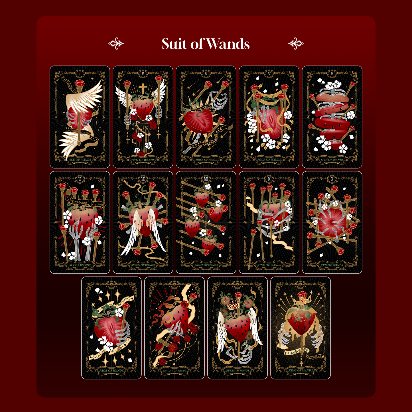 Skeletal Strawberry Tarot