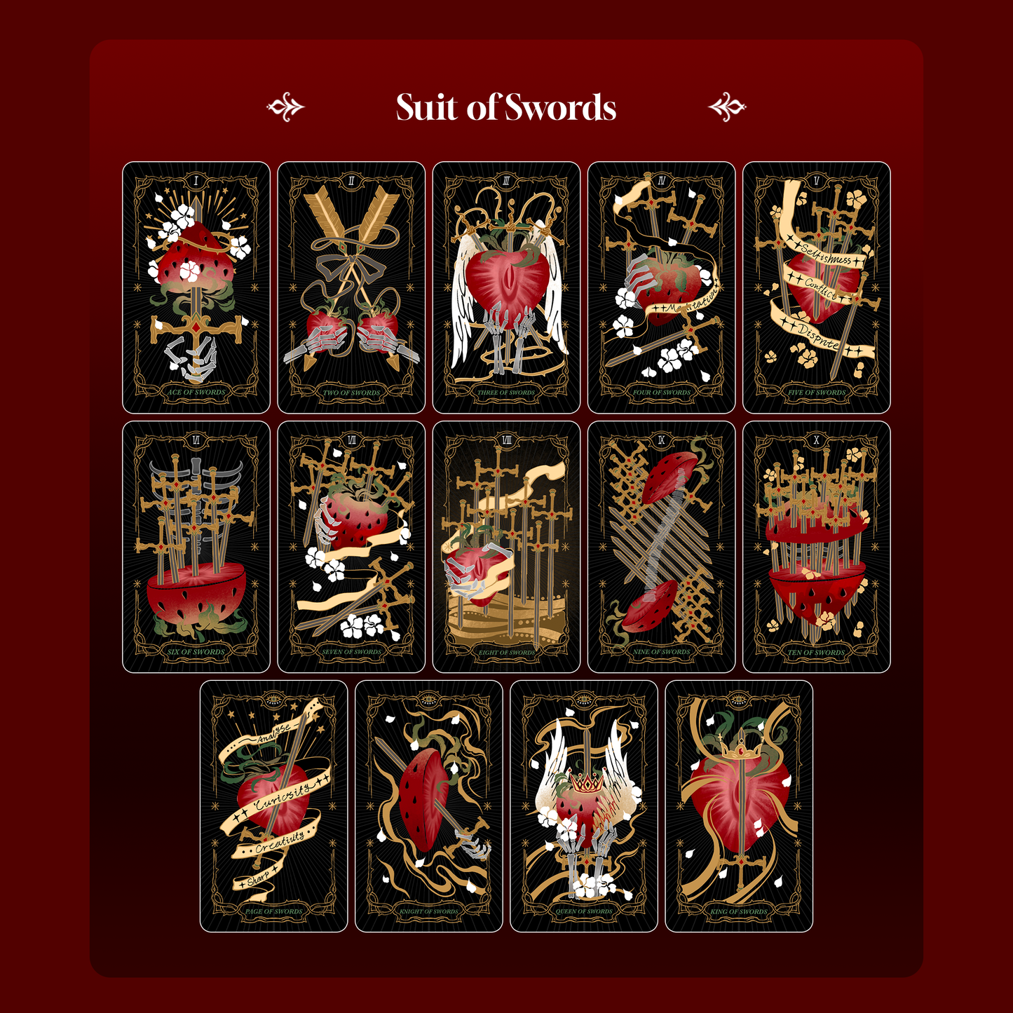 Skeletal Strawberry Tarot