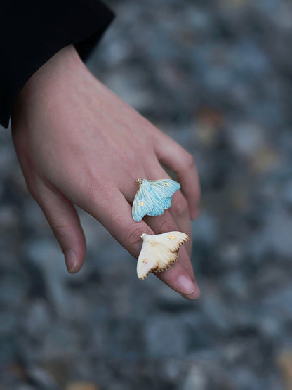 YIHE Ceramic Jewelry "Moth of Ash and Frost"