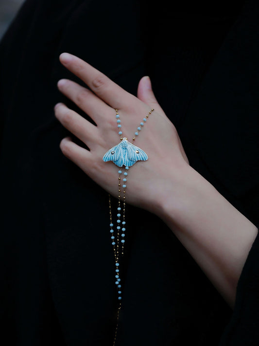 YIHE Ceramic Jewelry "Moth of Ash and Frost"