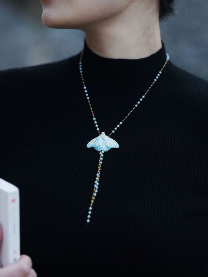 YIHE Ceramic Jewelry "Moth of Ash and Frost"