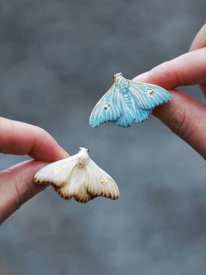YIHE Ceramic Jewelry "Moth of Ash and Frost"