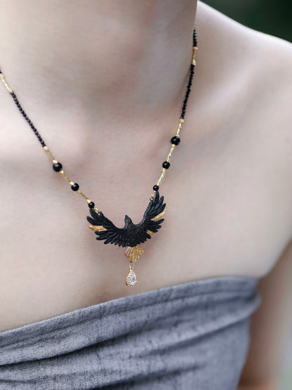 YIHE Ceramic Necklace "Golden Eagle"