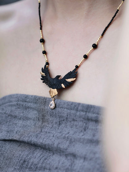 YIHE Ceramic Necklace "Golden Eagle"