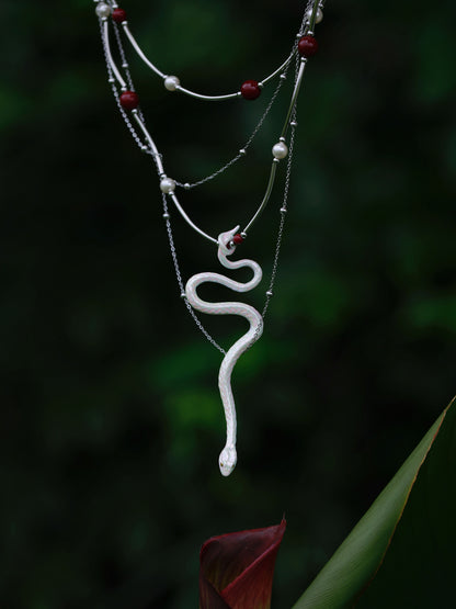 YIHE Ceramic Necklace "Red Bean Snake"