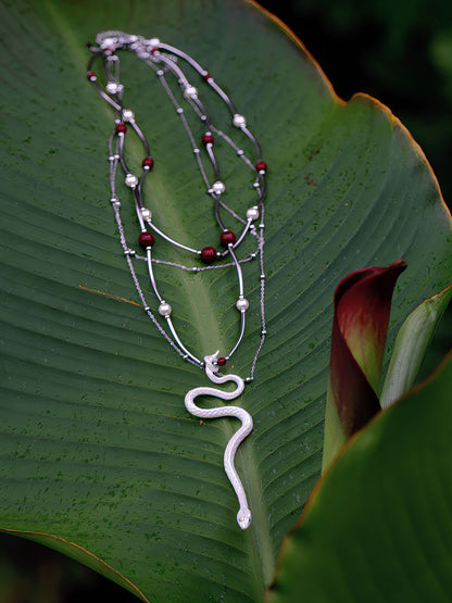 YIHE Ceramic Necklace "Red Bean Snake"