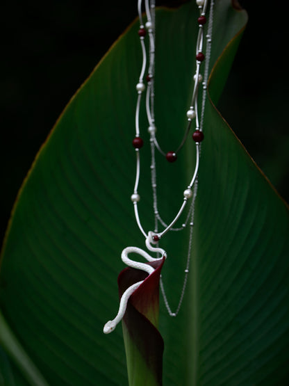 YIHE Ceramic Necklace "Red Bean Snake"