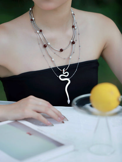 YIHE Ceramic Necklace "Red Bean Snake"