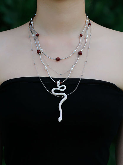 YIHE Ceramic Necklace "Red Bean Snake"