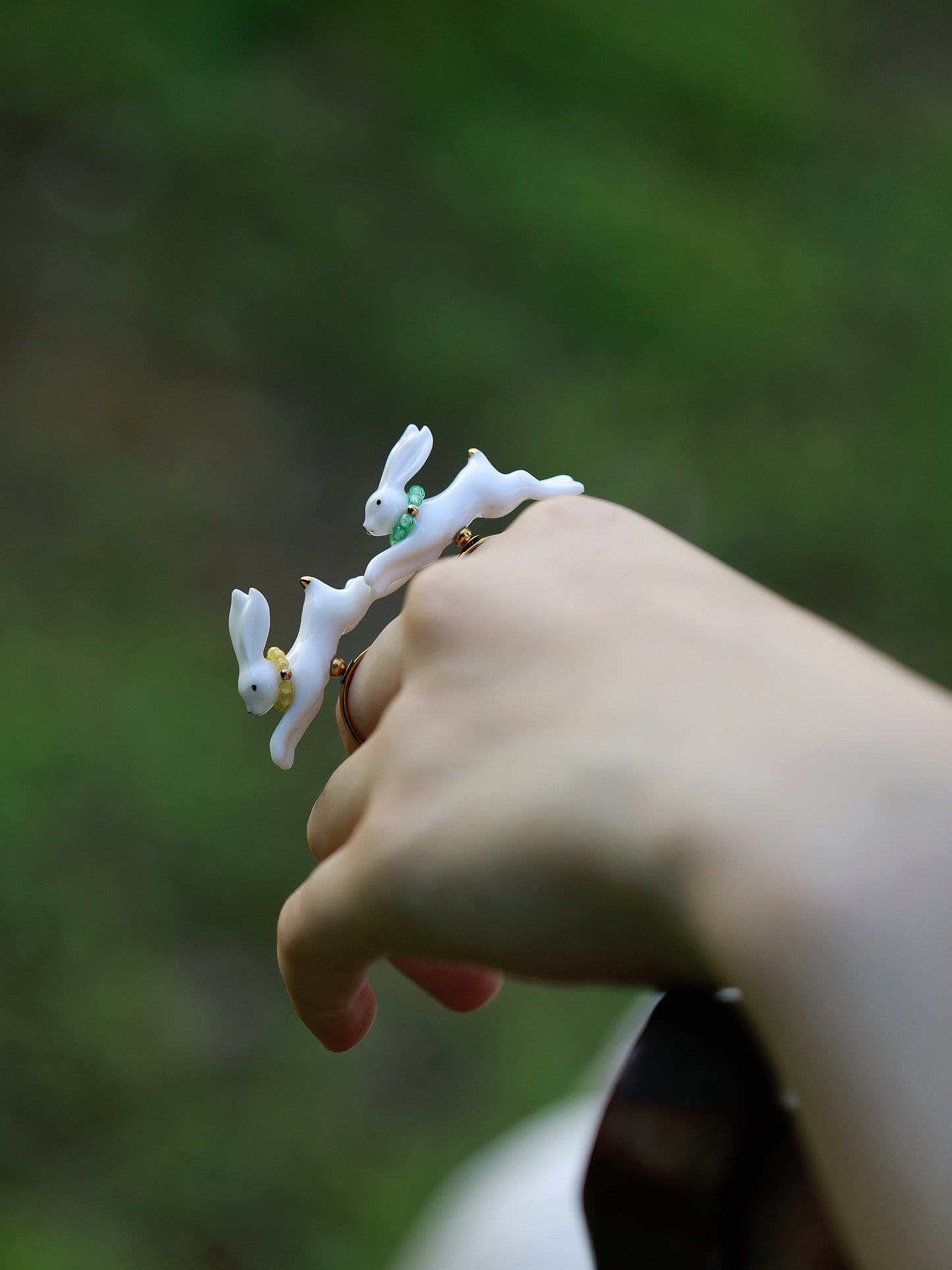 YIHE Ceramic Rings "Rainbow Rabbit"