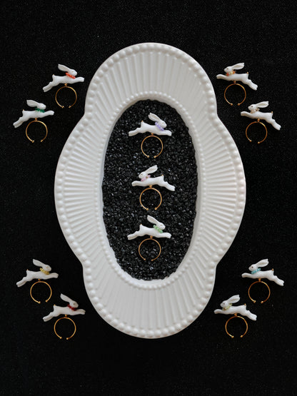 YIHE Ceramic Rings "Rainbow Rabbit"