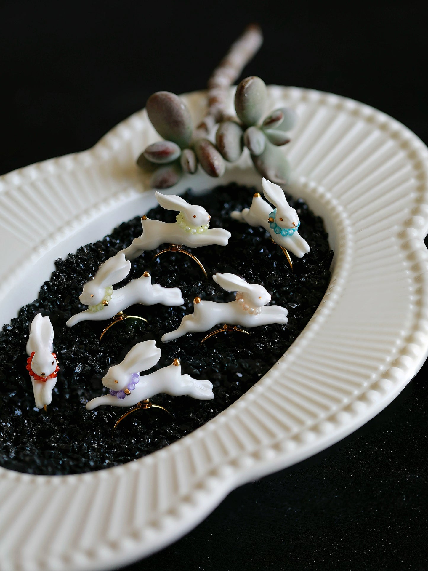 YIHE Ceramic Rings "Rainbow Rabbit"