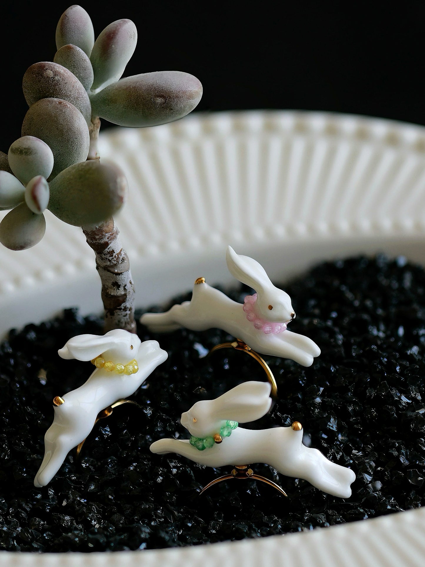 YIHE Ceramic Rings "Rainbow Rabbit"