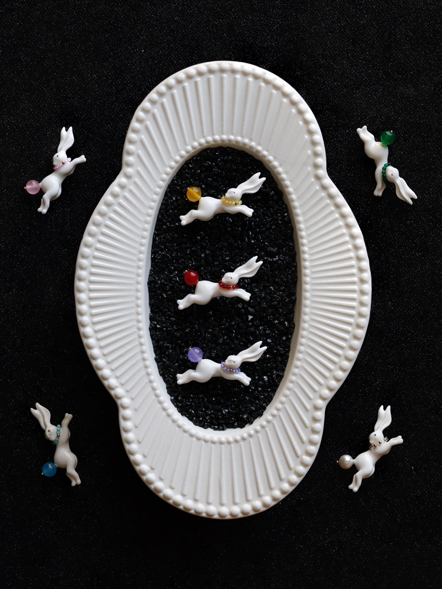 YIHE Ceramic Rings "Rainbow Rabbit"