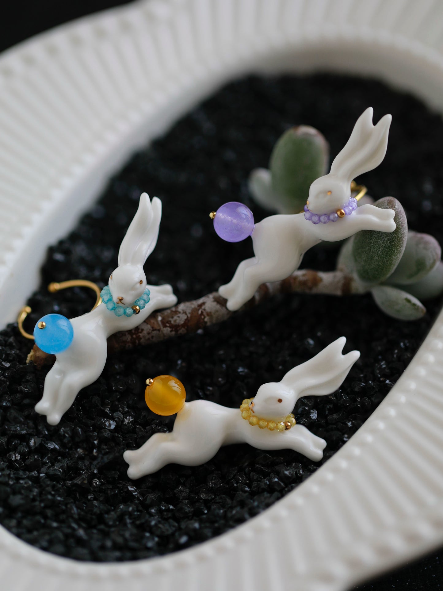 YIHE Ceramic Rings "Rainbow Rabbit"