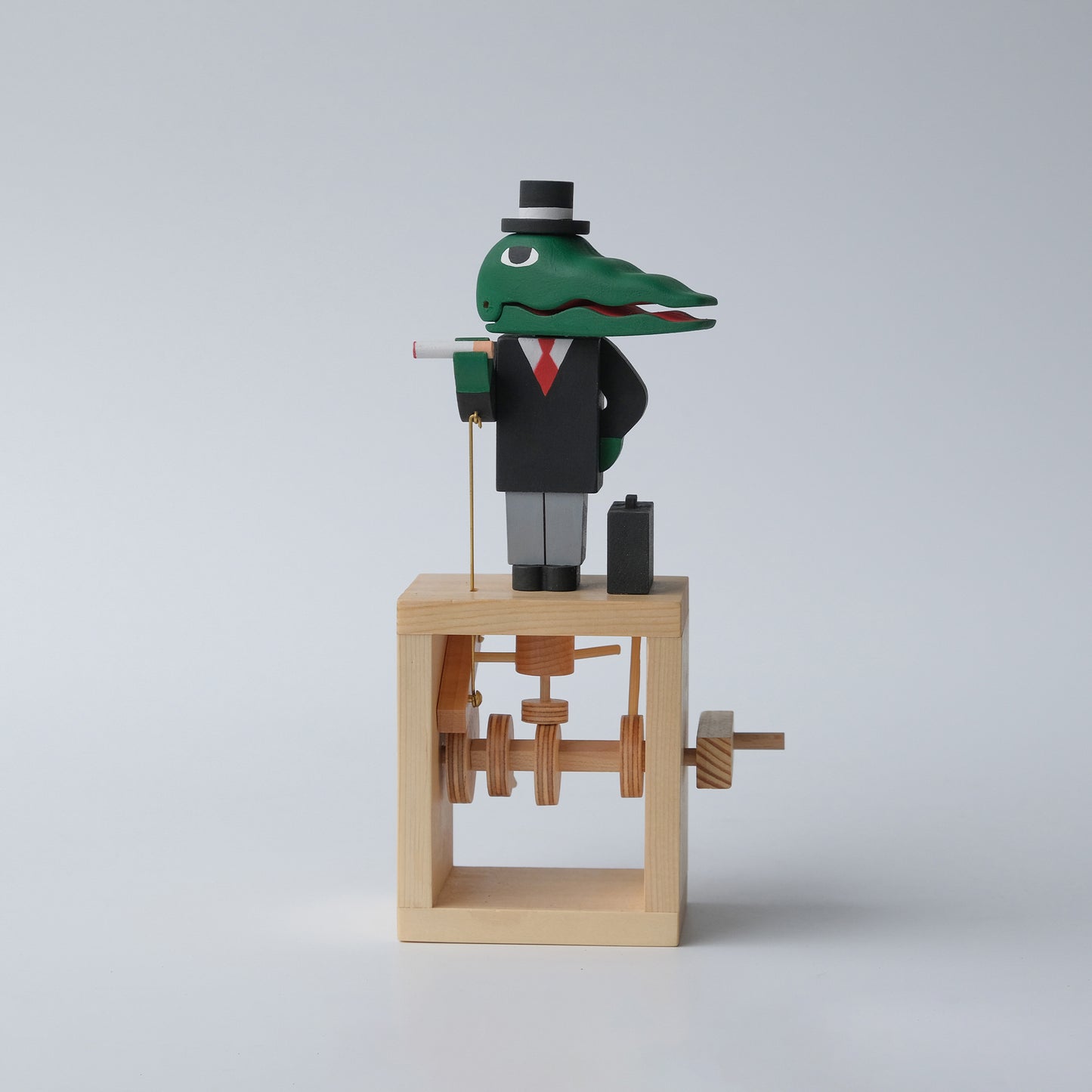 Handcrafted Wooden Automaton "Mr. Crocodile, the Traveller"