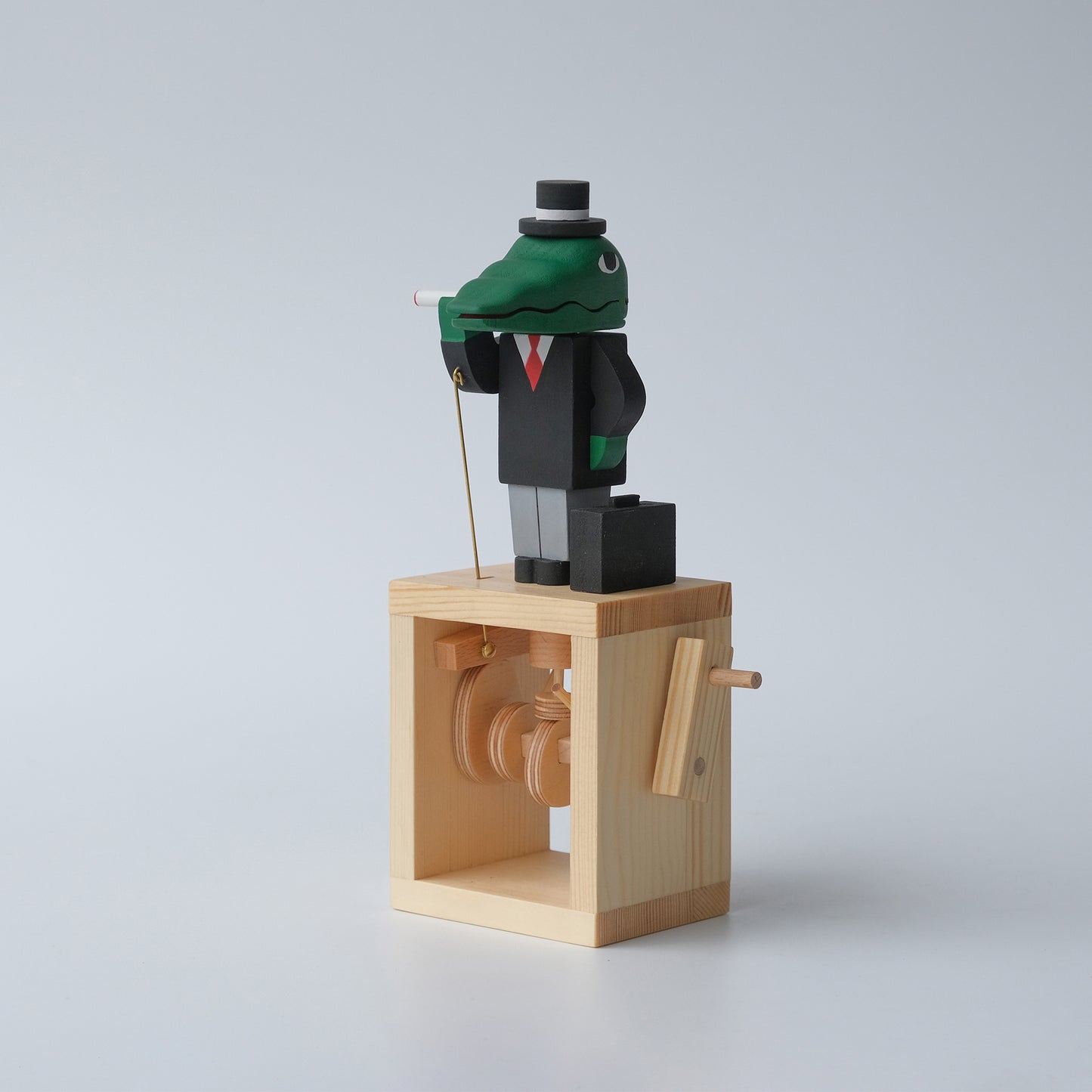 Handcrafted Wooden Automaton "Mr. Crocodile, the Traveller"
