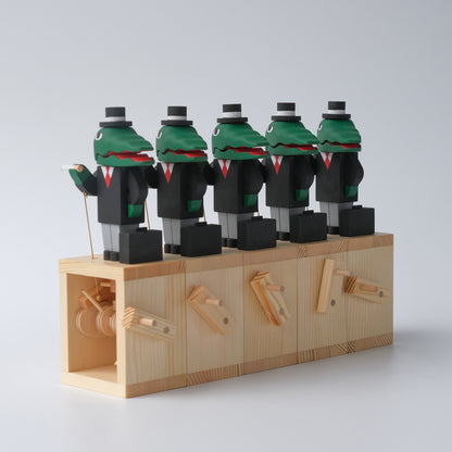 Handcrafted Wooden Automaton "Mr. Crocodile, the Traveller"