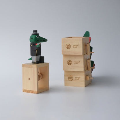 Handcrafted Wooden Automaton "Mr. Crocodile, the Traveller"