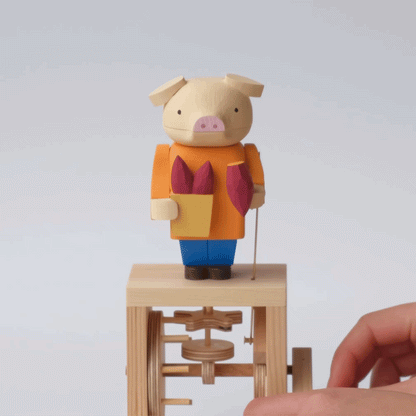 Handcrafted Wooden Automaton "It's Delicious"