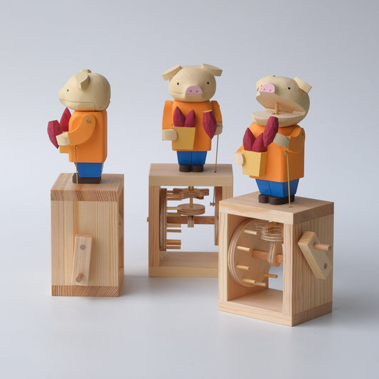 Handcrafted Wooden Automaton "It's Delicious"