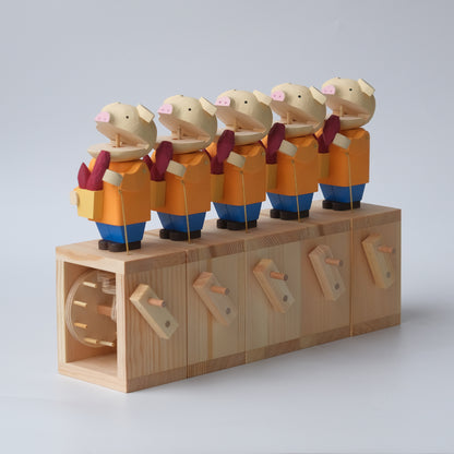 Handcrafted Wooden Automaton "It's Delicious"