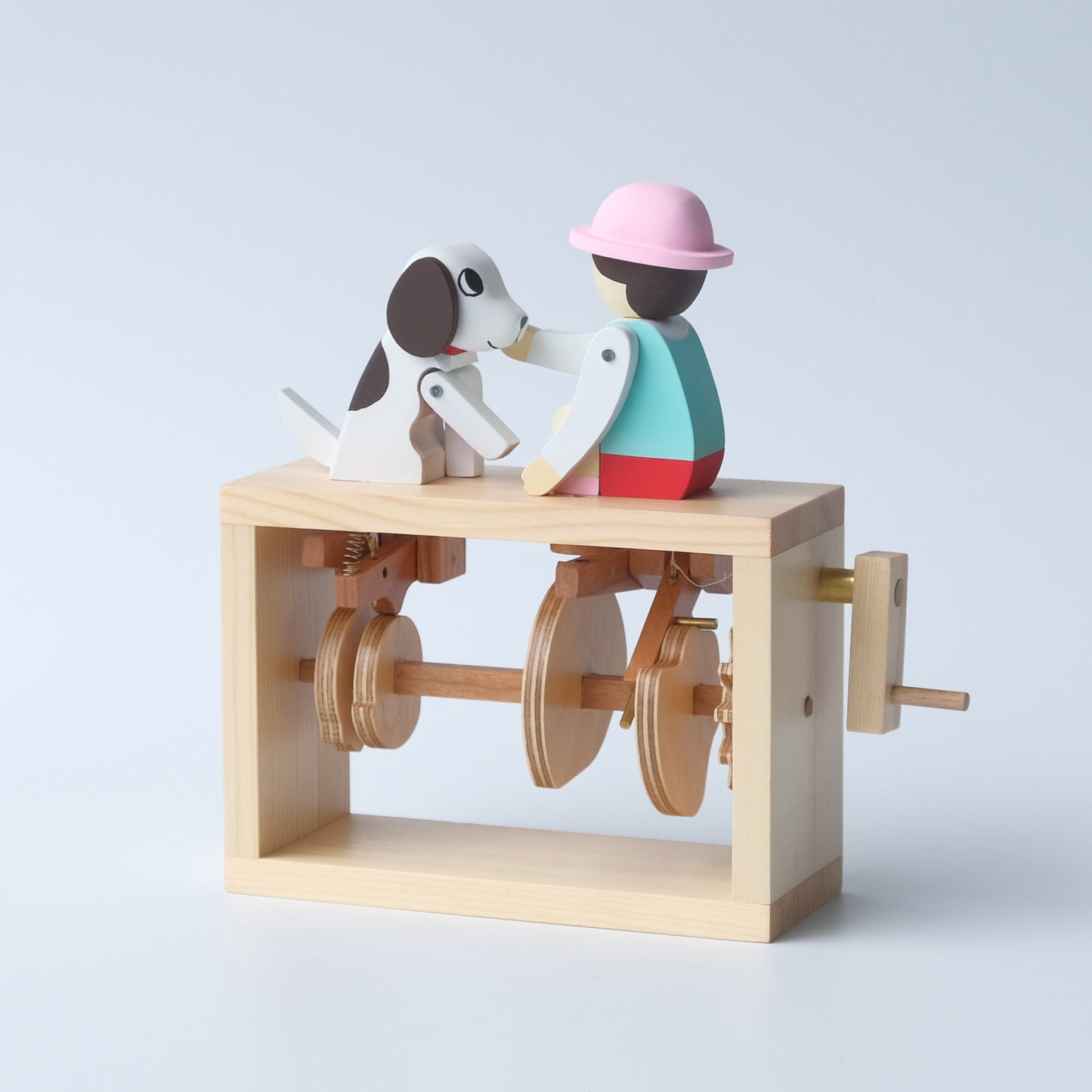 Handcrafted Wooden Automaton "Shake Hands, Good Dog - Big White"