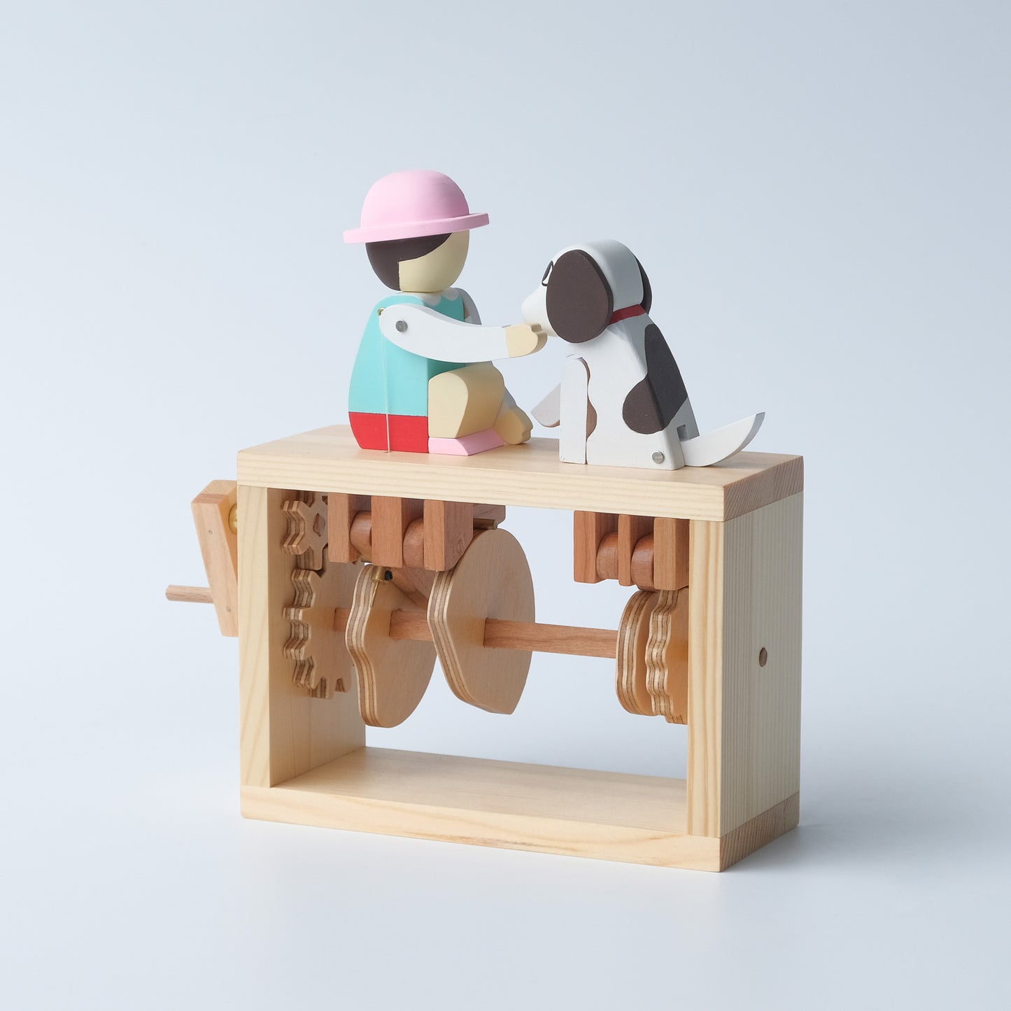 Handcrafted Wooden Automaton "Shake Hands, Good Dog - Big White"
