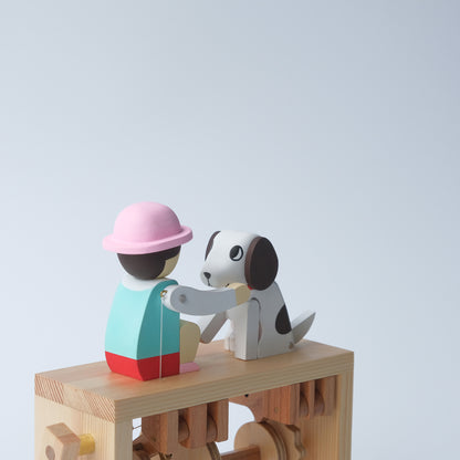 Handcrafted Wooden Automaton "Shake Hands, Good Dog - Big White"