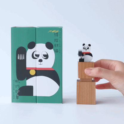 Wooden Automata Stamp "Lazy Lucky Panda"