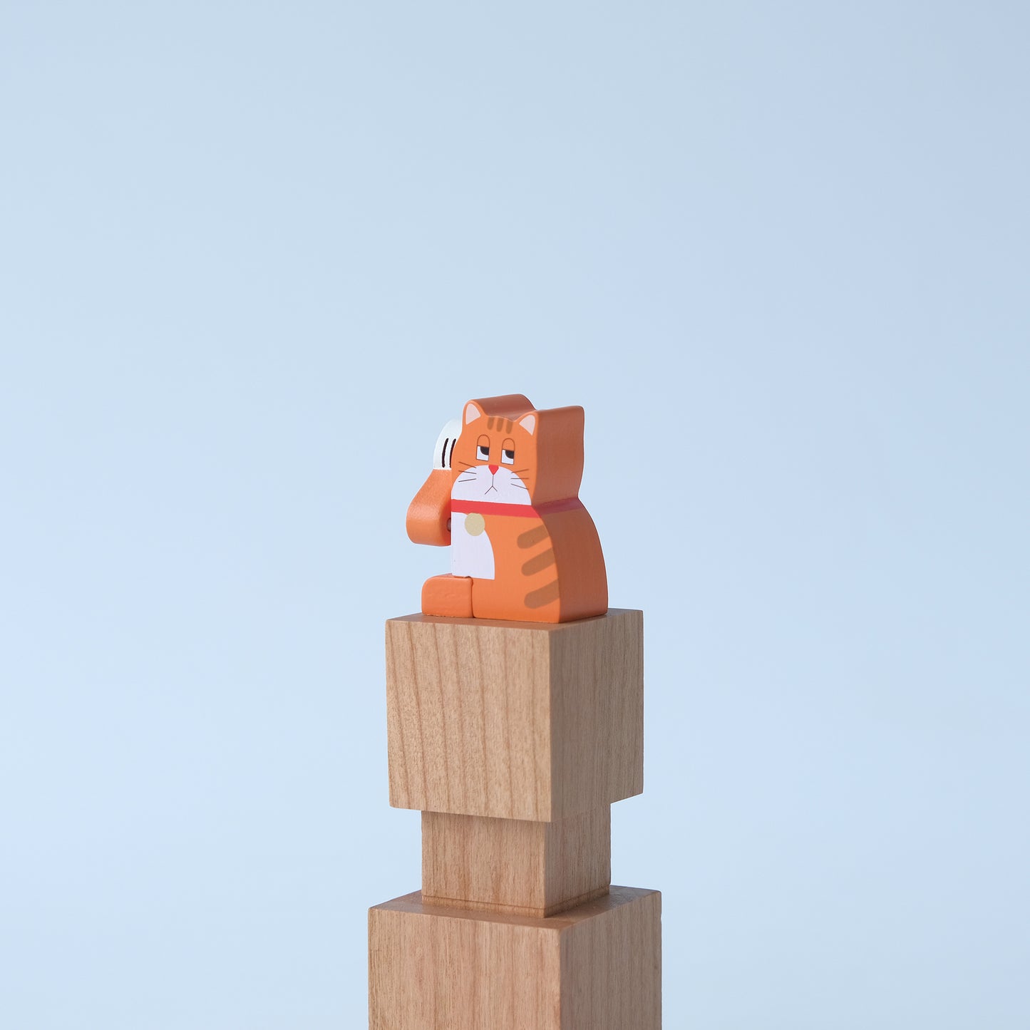 Wooden Automata Stamp "Lazy Lucky Orange Cat"
